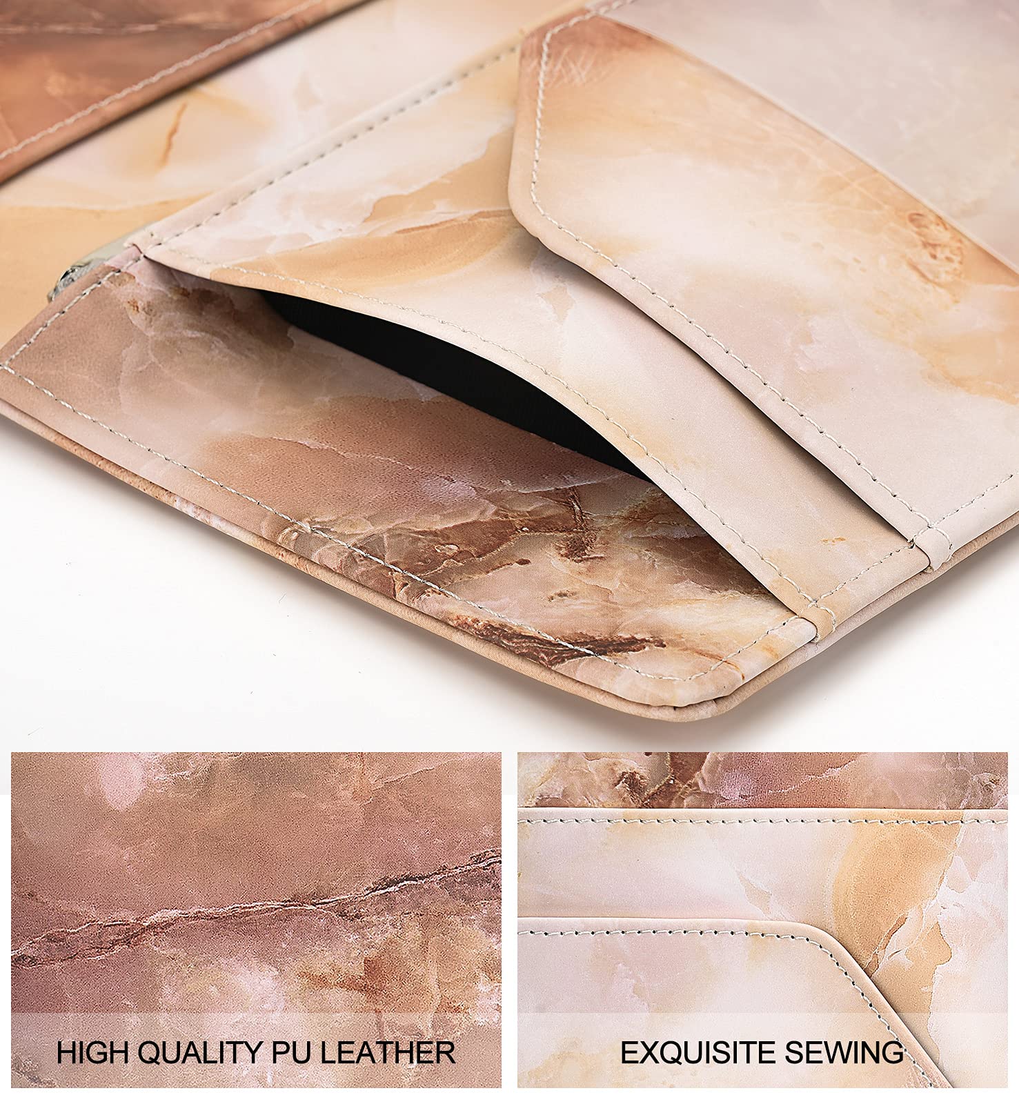Libros de mesero para camarera – Cartera de cuero con textura de mármol con bolsillo con cremallera, bonito libro de camarera y organizador de camareros con bolsillo para dinero, delantal de servidor