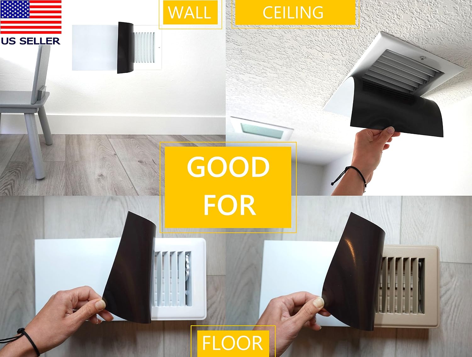 MODERN WAVE - Extra Thick Magnetic Air Vent Covers for Ceiling/Wall/Floor 3-Pack (7.75" x 11.5")