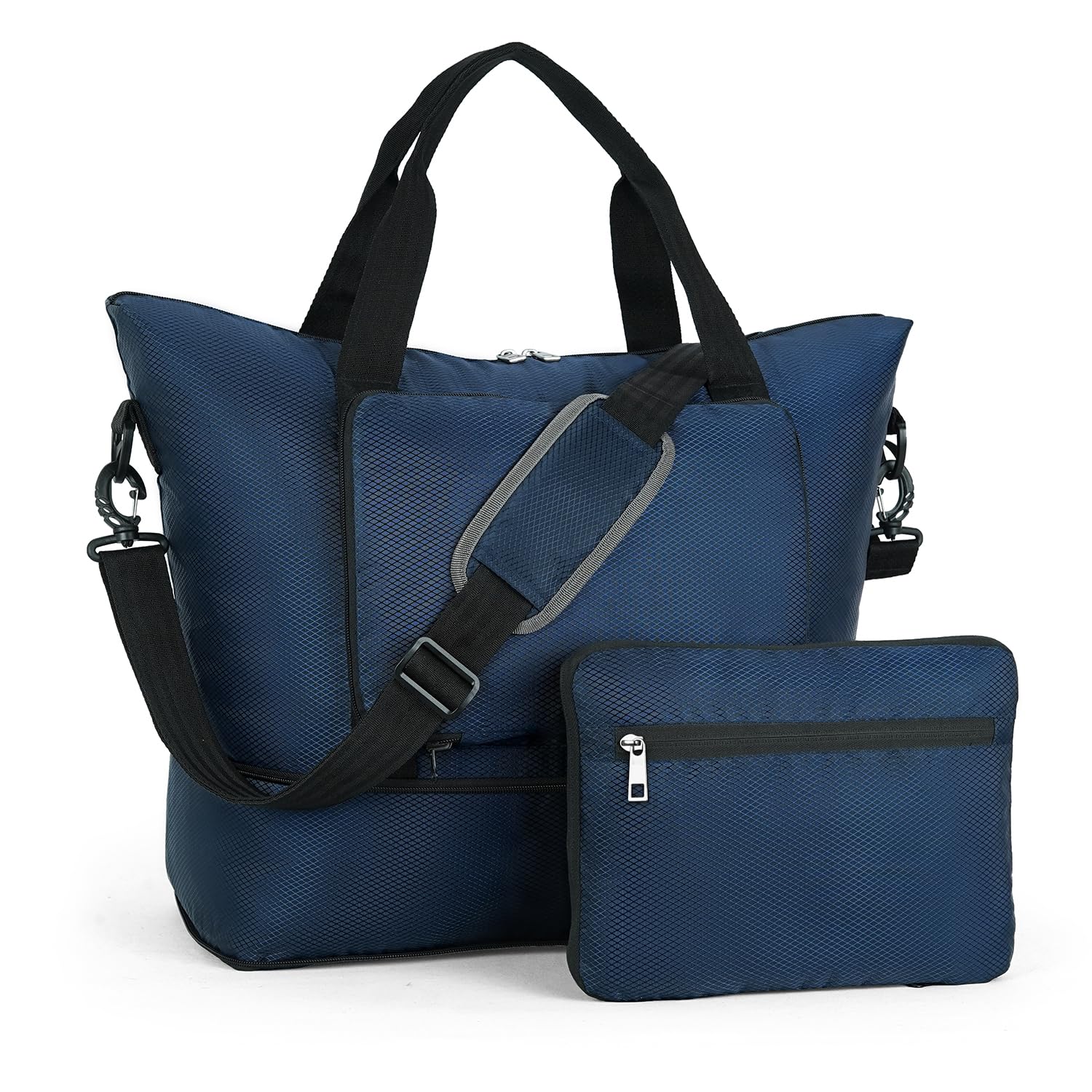 fatmug Foldable Ladies Travel Bag- Expandable Duffel - Extra Luggage Women Handbag (34L, Navy Blue)-picture-30