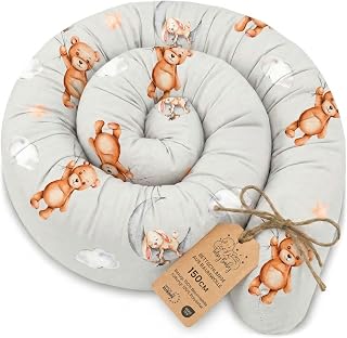 Totsy Baby Seitenschläferkissen Bettschlange Body Pillow 150 cm Baumwolle - Kopfkissen lang Bettrolle Schlafkissen Nackenrolle Kissen Oeko-Tex Teddybären
