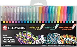 SAKURA Gelly Roll Mixed Gelstifte-Set mit 24 verschiedenen Farben und Effekten | glitzernde, metallicfarbene und fluoreszierende Gelstifte zum Schreiben und Zeichnen