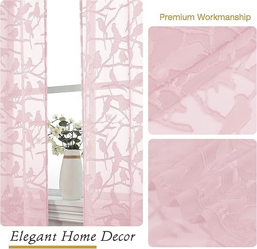 Miniatura 6 de OVZME 2 paneles de cortinas traslúcidas de gasa negra de 72 pulgadas de largo para dormitorio, bolsillo doble para barra, tela ligera y