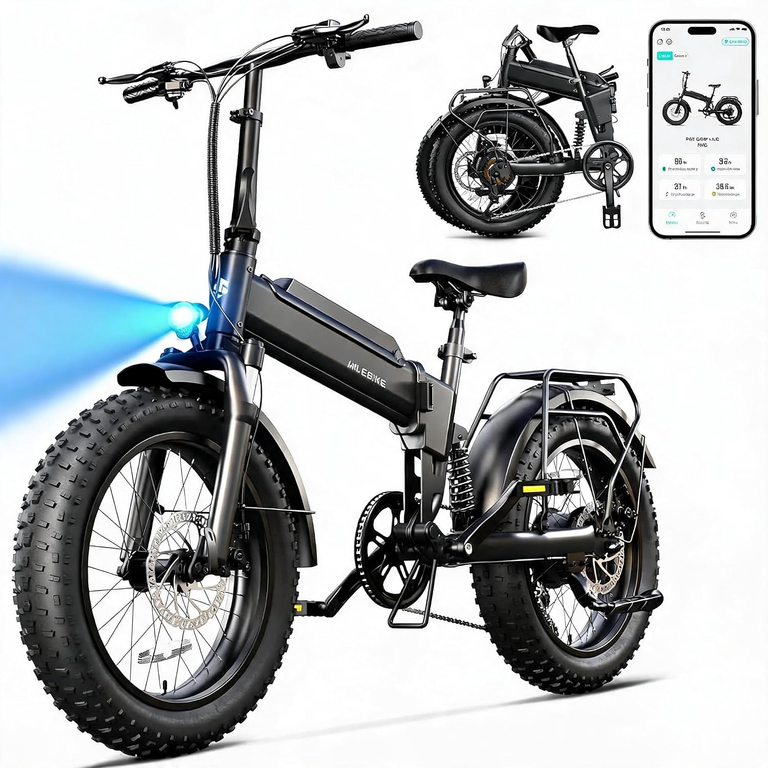 TST Folding Electric Bike for Adults, 1500W Peak Motor Ebike with 36V/48V 10.4Ah/15Ah Removable Battery, Max Range 60/90 Miles Electric Bicycle, 20″ Fat Tire All Terrain E Bike