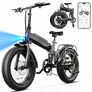 TST Folding Electric Bike for Adults, 1500W Peak Motor, 20-inch Fat Tire All Terrain Ebike with Removable Battery