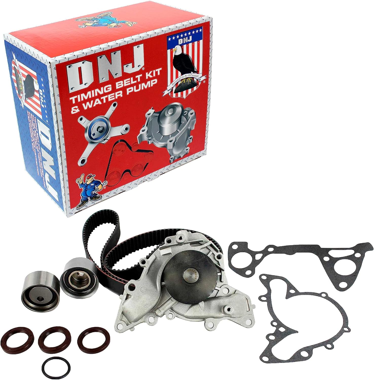 DNJ TBK133WP Timing Belt Kit with Water Pump for 1997-2012 Mitsubishi Diamante, Eclipse, Endeavor 3.5L-3.8L V6 24V SOHC 3497cc