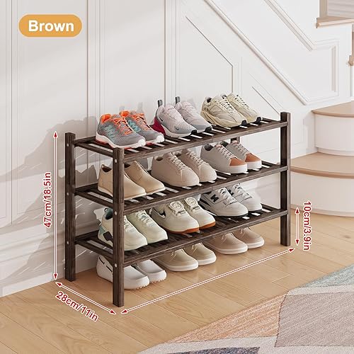 Miniatura 2 de Zapatero de bambú para armario y entrada, soporte estrecho para zapatos que ahorra espacio, soporte versátil para zapatos para puerta o estante de