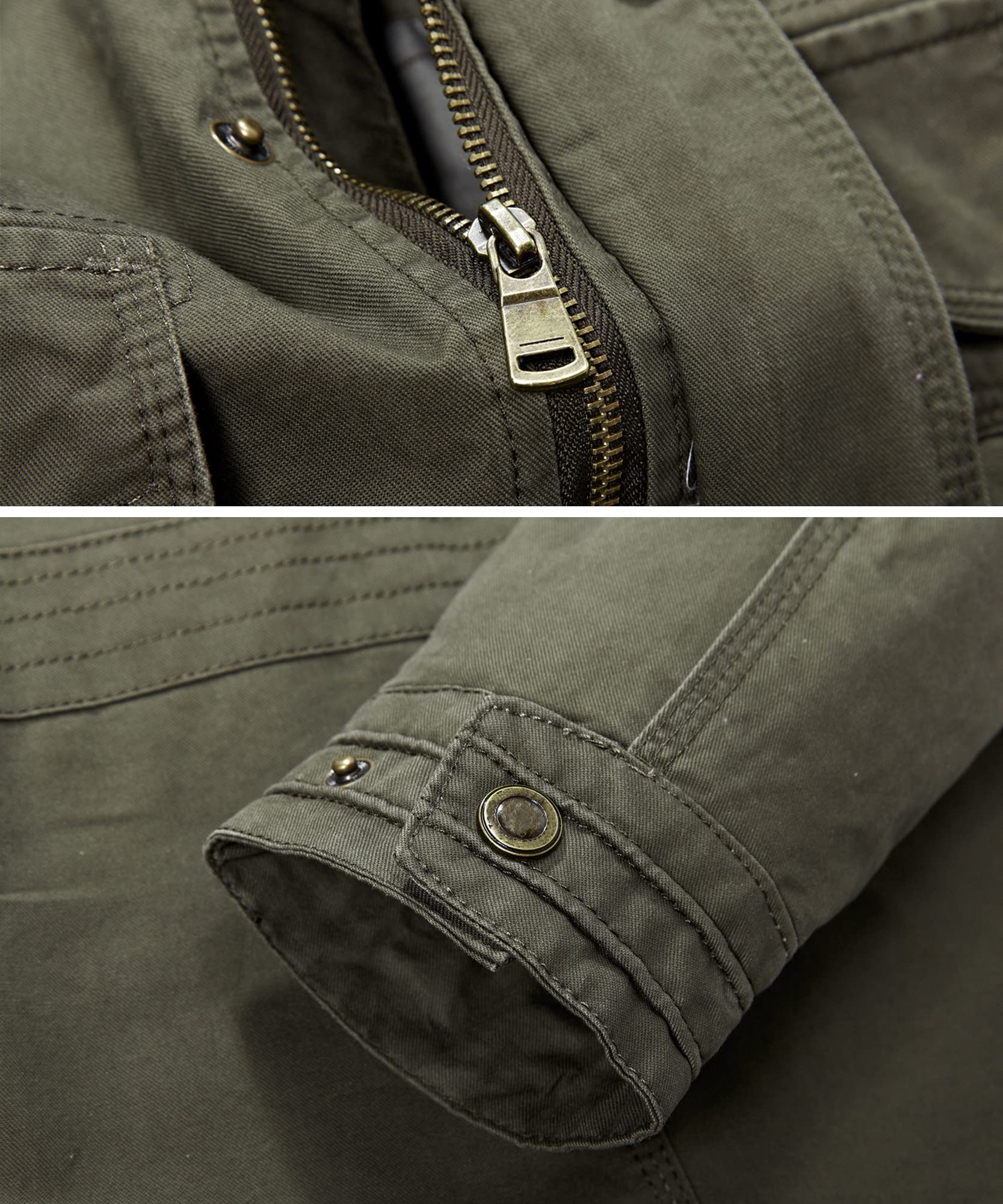 MERCIYD Giacca da uomo per le mezze stagioni, con colletto alto, in cotone, con tasche multiple