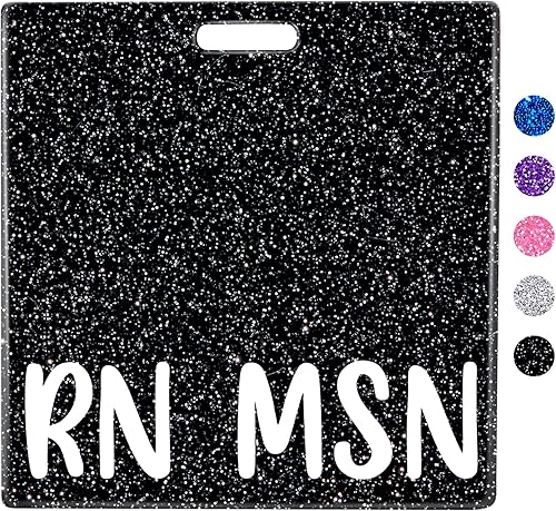 Plifal RN MSN Badge Buddy Tarjetero Enfermería Accesorios de Enfermería Registrada Enfermera Maestría en Ciencias en Enfermería Brillantina Negro