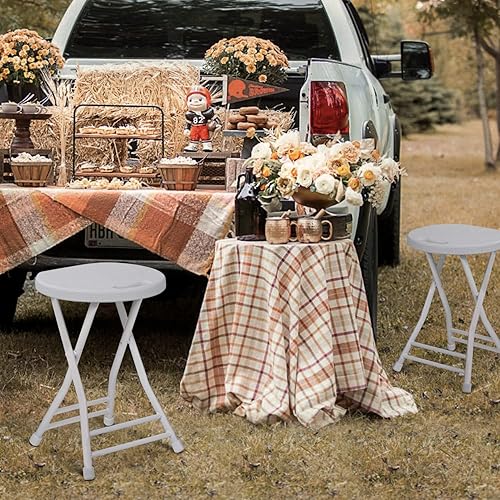 Miniatura 2 de MoNiBloom Juego de 6 taburetes redondos plegables de plástico de 18 pulgadas para adultos, sillas pequeñas y ligeras para dormitorio, cocina,