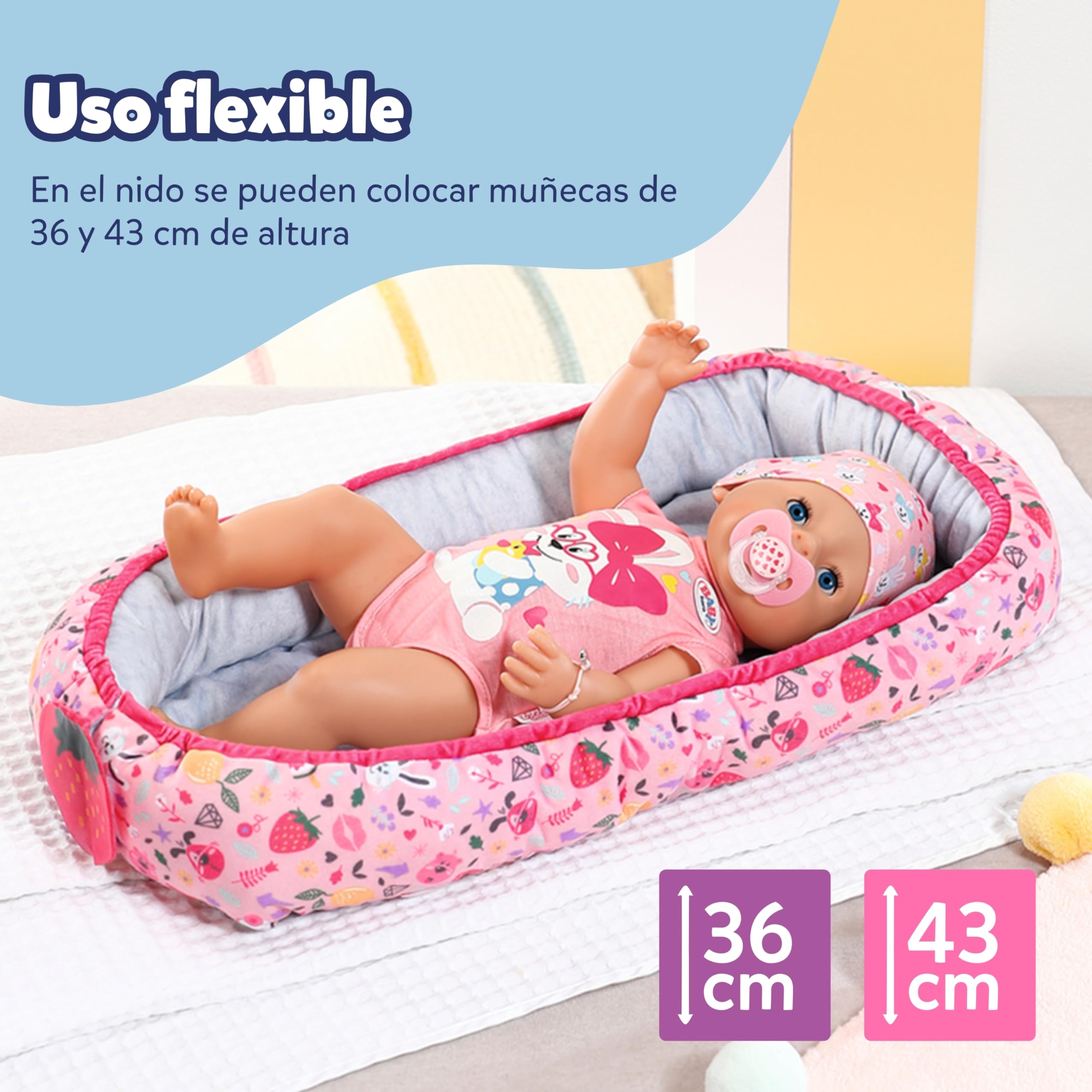 Baby Born Baby Nest - para Todas Las muñecas de 36 cm y 43 cm - Accesorios muñecas - Apto para niños a Partir de 3 años