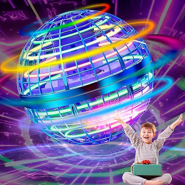 2025 Upgraded Magic Flying Orb Ball Toy with LED Lights and Boomerang Action (Blue)
