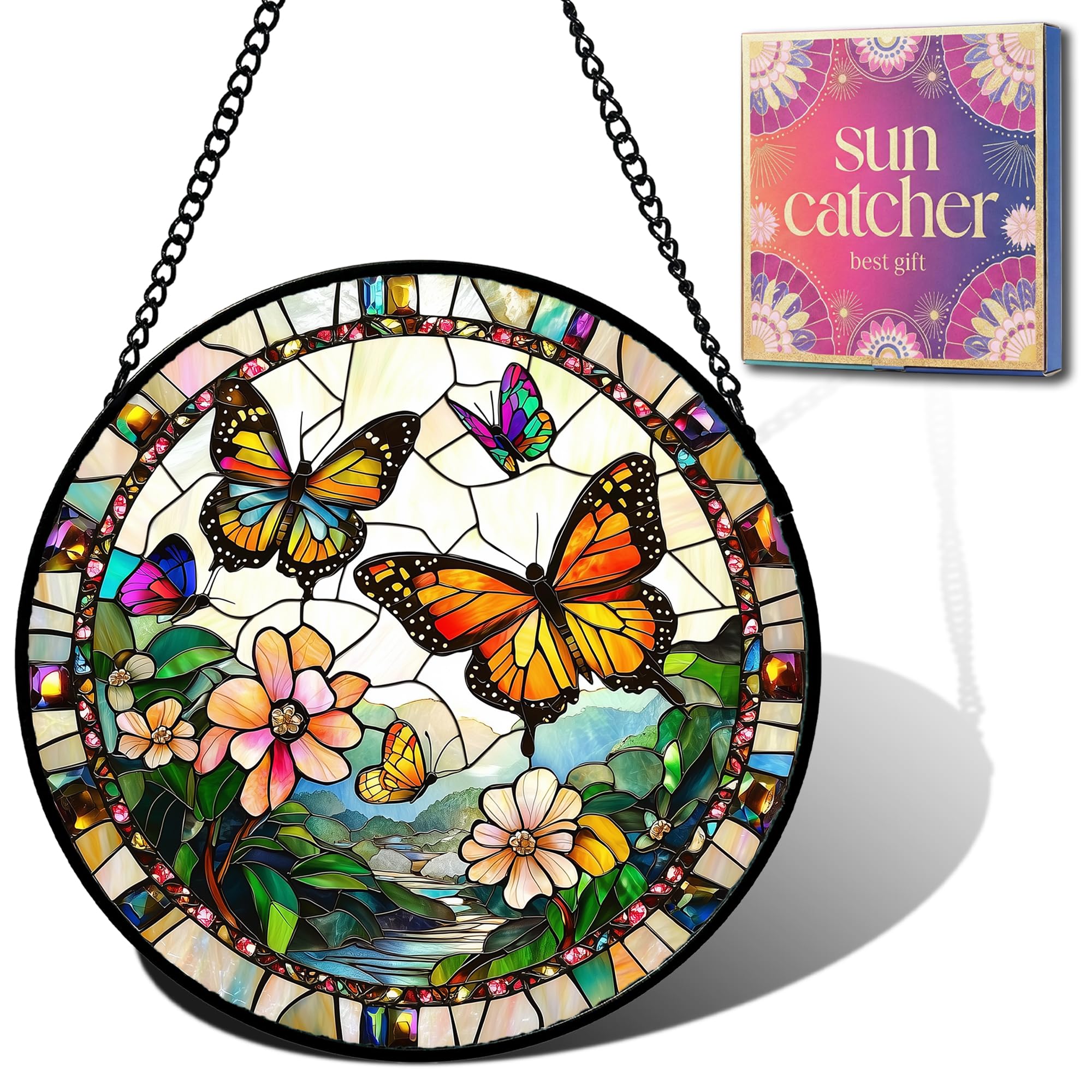 Regalos de mariposa para mamá: atrapasueños colgantes de cristal sintético para colgar en ventanas, para puerta, jardín, decoración acrílica, día de la madre, para mujeres, abuela, hermanas, esposa