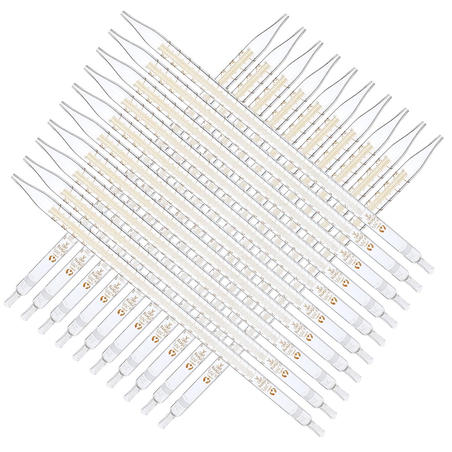 20 Pcs 25ml Calibrated Glass Pipette Droppers with Scale, Laboratory Glass Dropper Set for Accurate Liquid Measurement and Fluid Handling in Scientific Experiments