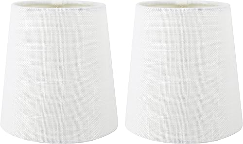 Meriville Juego de 2 pantallas de lámpara de araña de lino blanco hueso, 3.5 x 4.5 x 4.5 pulgadas