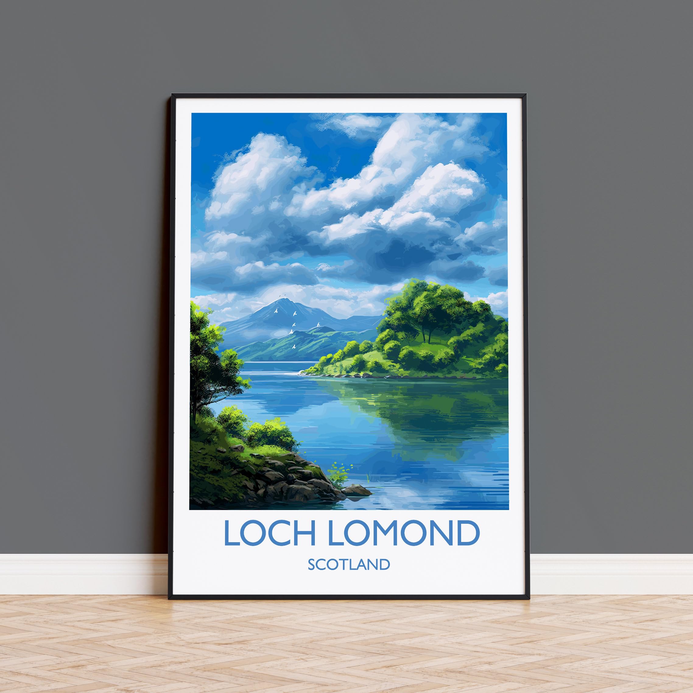Generic Loch Lomond Travel Poster, Travel Print of Loch Lomond, Scotland, Loch Lomond, Wall Art Print #535, 11 x 17 Inches, 16 x 24 Inches. 24 x 36 Inches, white