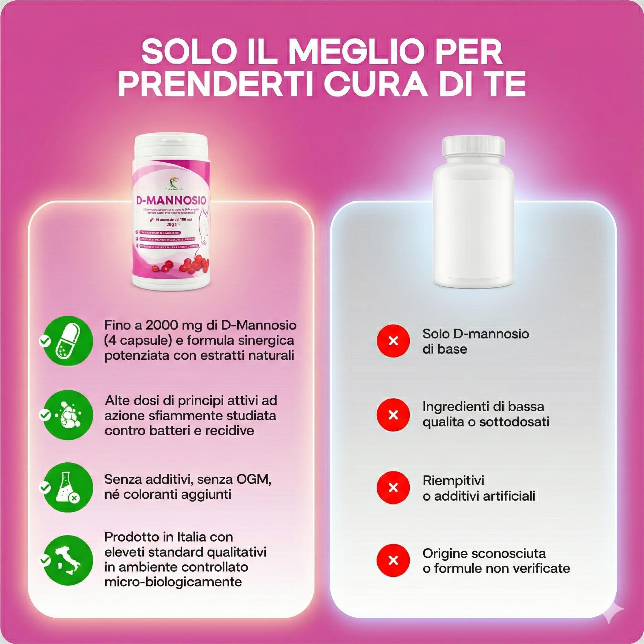 FloTree Lab® D Mannosio Cistite con Cranberry (Mirtillo Rosso), Pompelmo e Vitamina C, Dmannosio Puro 2000 mg, Integratore Vie Urinarie Donna Uomo Naturale, 40 Capsule