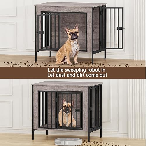 Miniatura 116 de EasyCom - Mueble jaula para 1 o 2 perros, individual o doble, resistente jaula para interiores, base para televisión, grande, 78.74 pulgadas