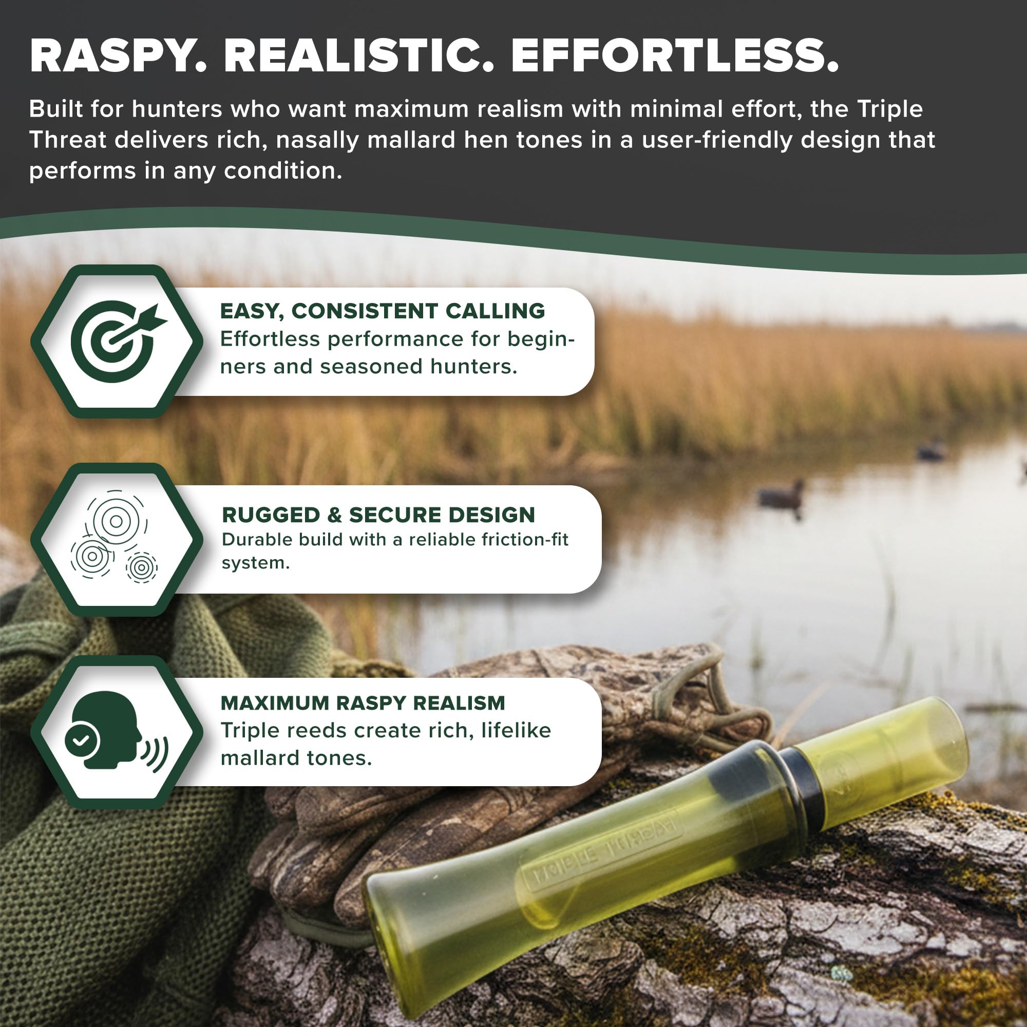 Duck Commander Unisex Classic Series Duck Call, Triple Threat, Triple Threat UK