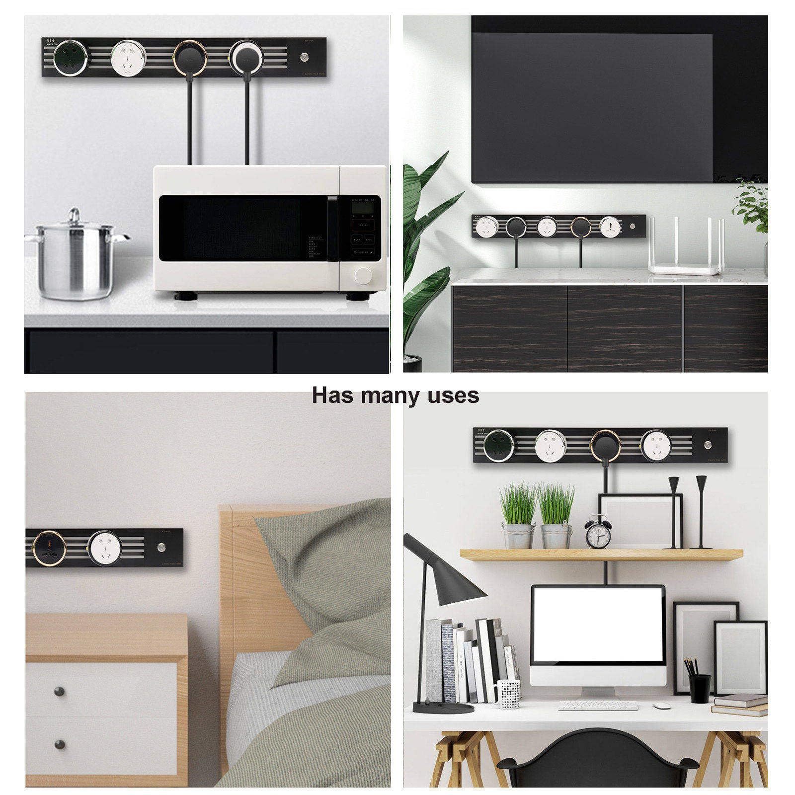 Presa elettrica da parete Smart 8000W, multipresa professionale per cucina/ufficio con adattatore universale staccabile,Silver-100cm