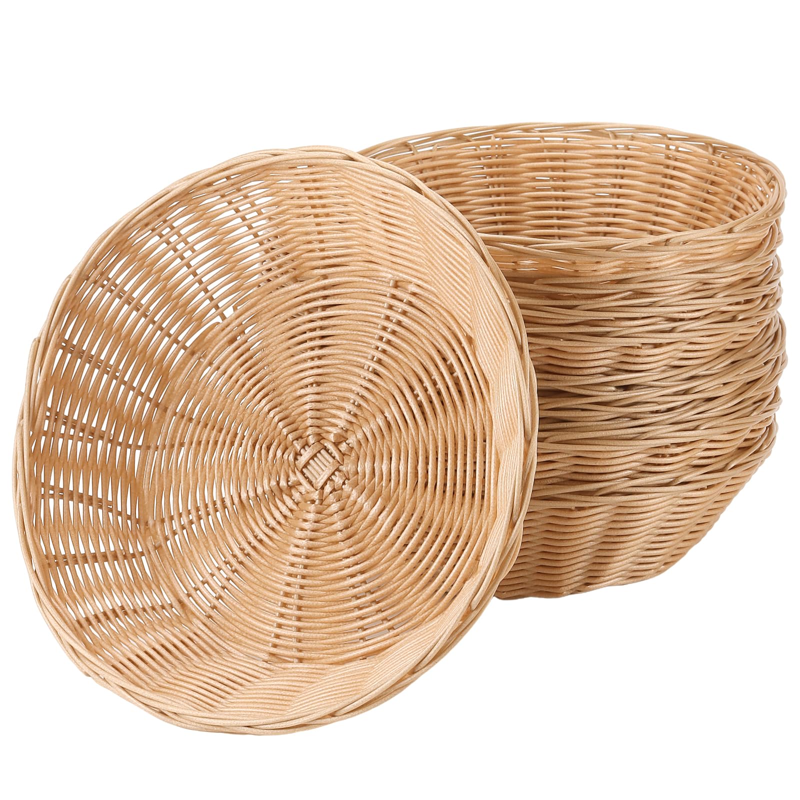 Lot de 10 corbeilles à pain rondes en plastique PP - 24 x 6 cm - Jaune - Pour boulangerie, restaurant, maison et buffet