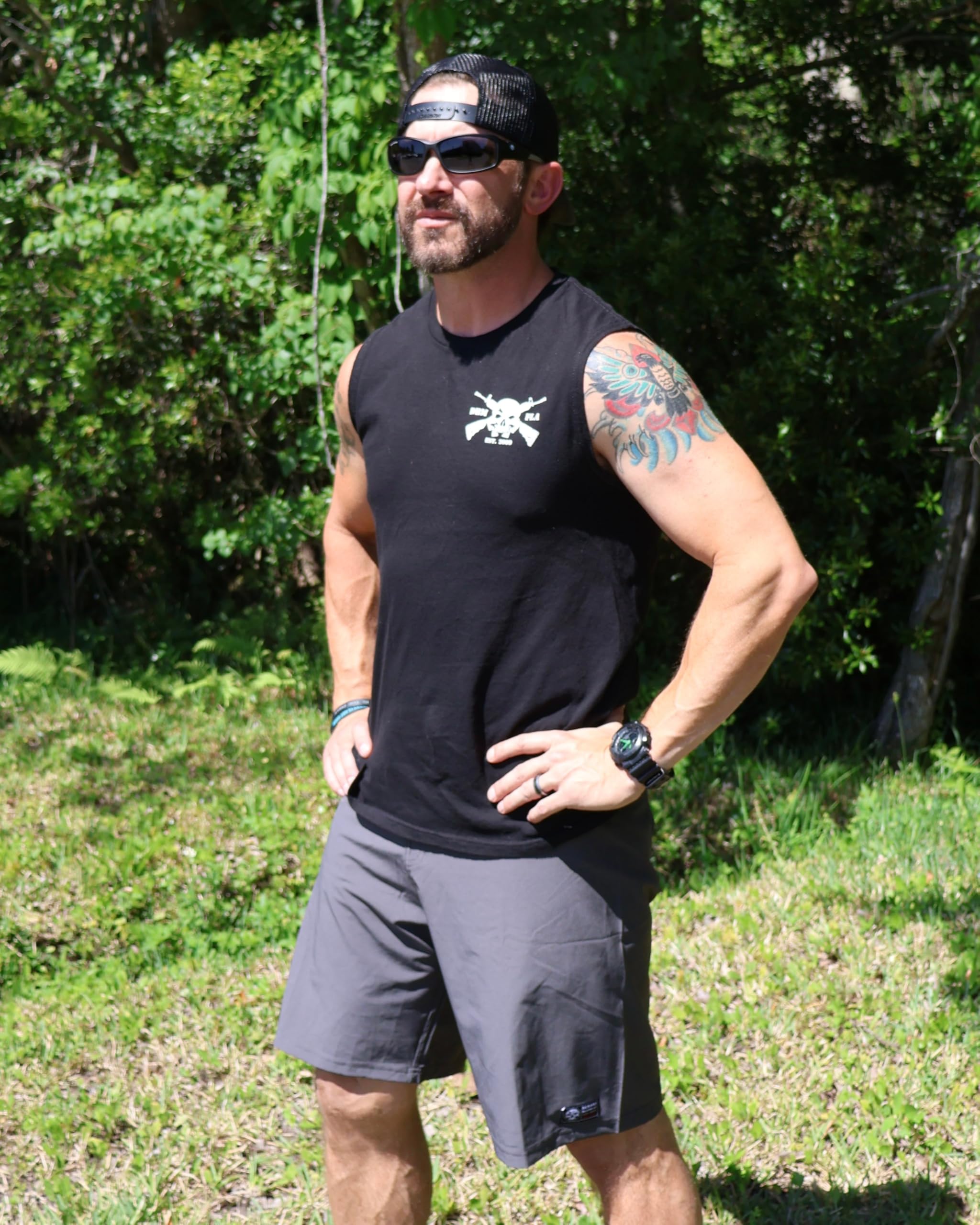 Demons Behind Me Gunmetal Stretch Board Shorts 36