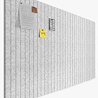 Uoisaiko Felt Cork Board Tiles 12 Pack, 12x12 Inch Gray Slatwall Panels - Self-Adhesive Pin Boards for Office Home Classroom Decor