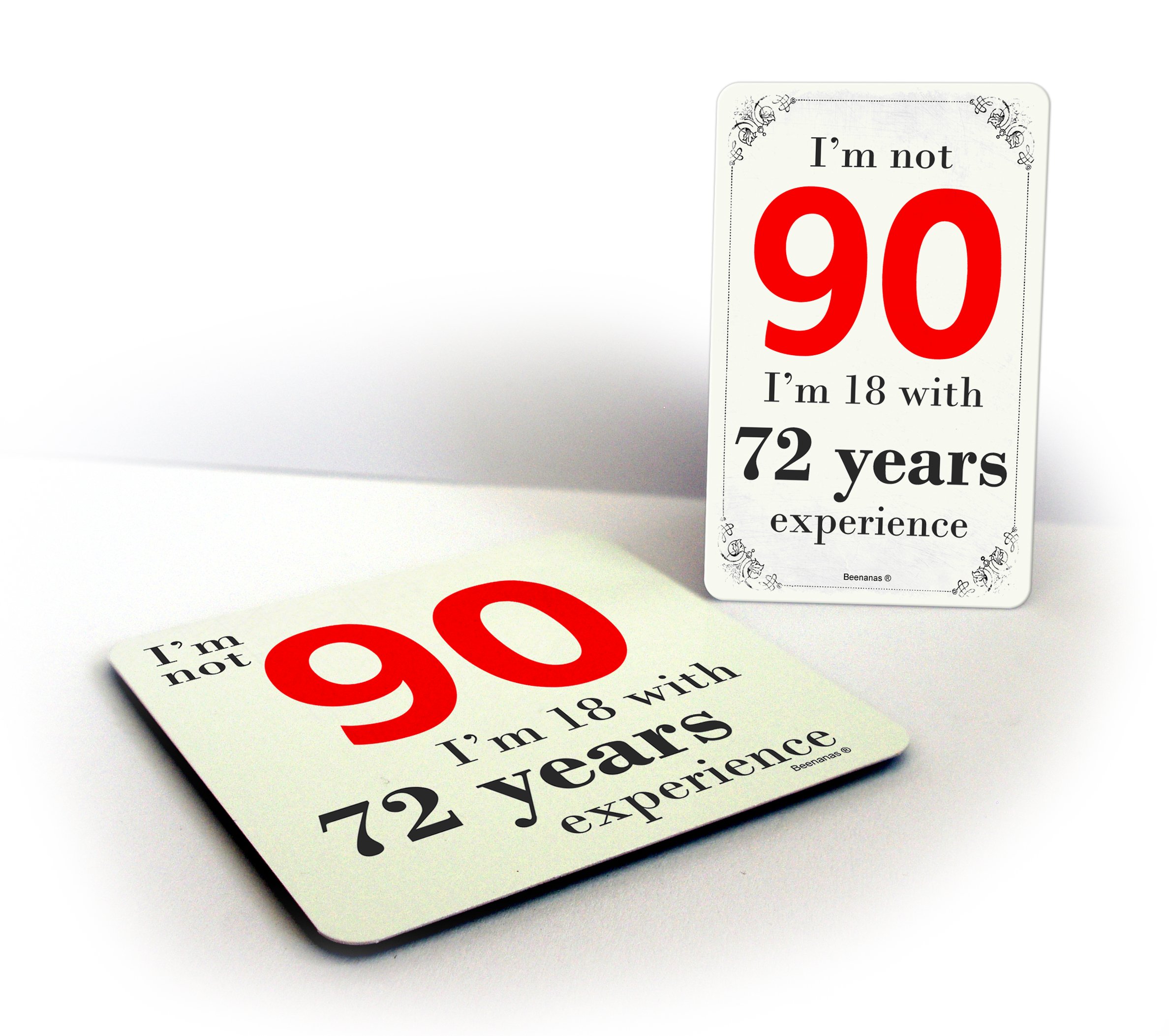 Beenanas Birthday I'm Not 90 Funny 90th Drinks Coaster & Magnet Bundle