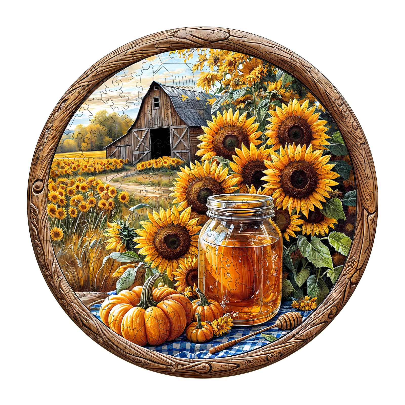 Wooden Puzzle for Adults-Sunflower Wooden Jigsaw Puzzles,Unique Shape Advanced Plant Jigsaw Puzzle for Adults and Kids,Best Gift,Wood Puzzles,Challenge Wooden Jigsaw Puzzle.(L-13.4 * 13.4in-300pcs)