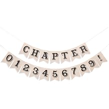 Chapter Theme Birthday Banner - Vintage Book Birthday Party Decorations, Book Lover Reading Theme Garland, Chapter Bunting Banner with Numbers and Alphabet, Storybook Party Photo Backdrop Chapter Birthday Banner