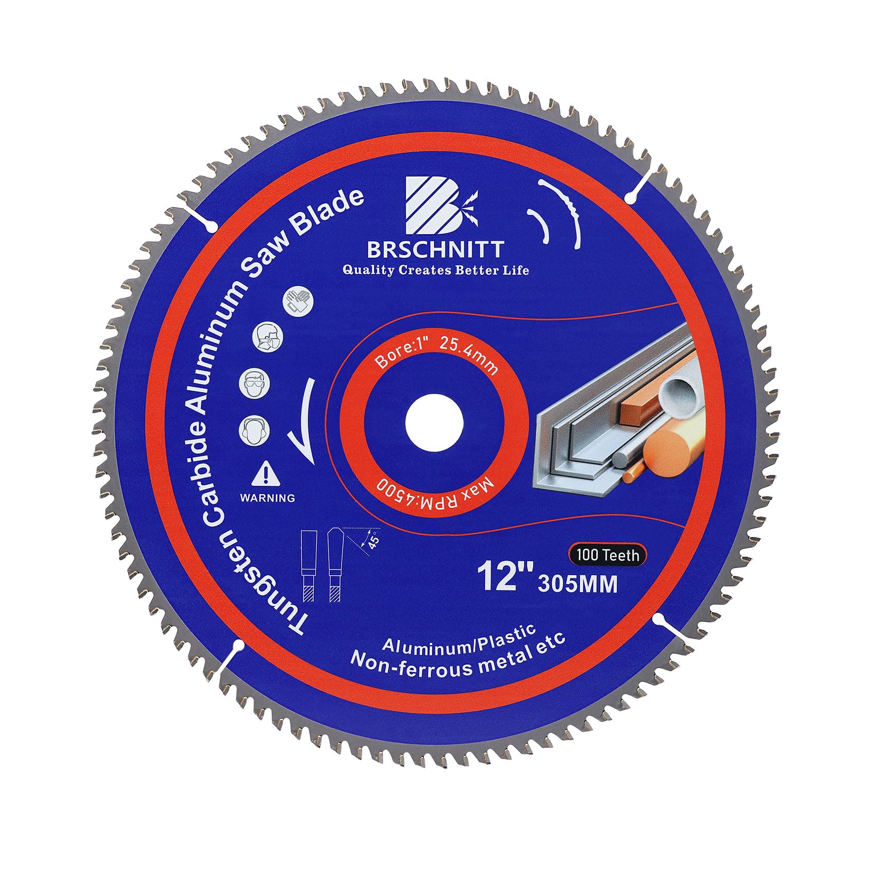 305MM 100Zähne TCG Metall Kreissägeblatt - Aluminium schneiden Kreissägeblatt für Aluminium Kunststoff und Nichteisenmetall 30/25.4MM Arbor