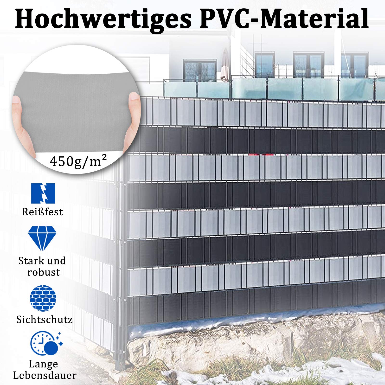 Pellicola Per Recinzione Balcone - Protezione Da Vento E Sguardi - PVC, 19 Cm X Lunghezza Variabile - Foto 10