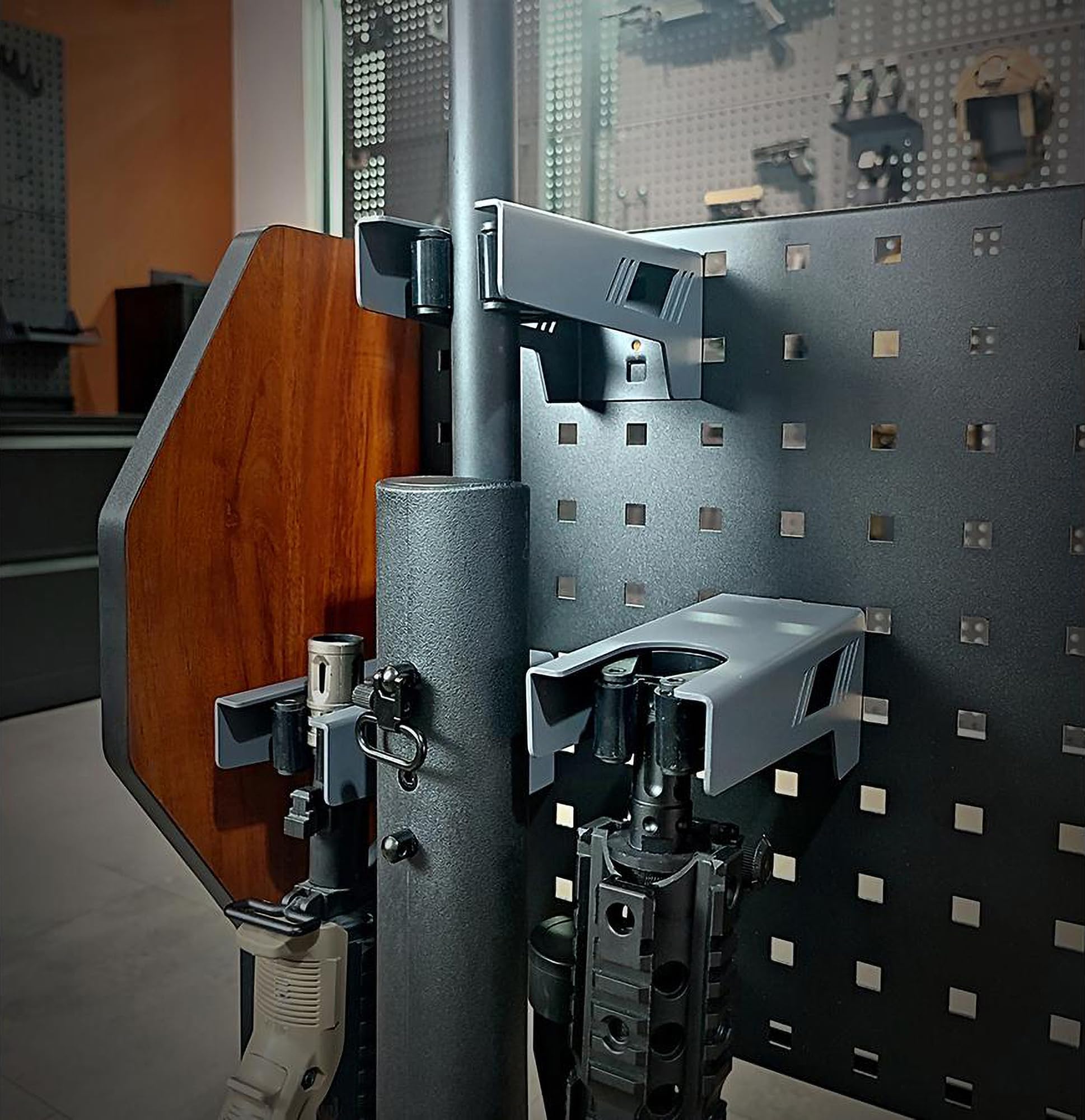 Evike EMG Battle Wall System Weapon Display & Storage Solution - Modular Wood Gun Rack