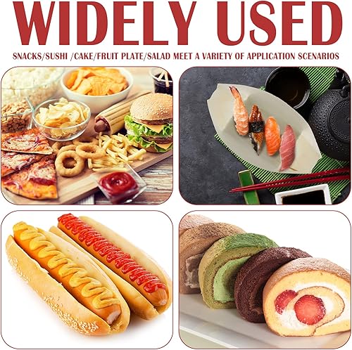 Miniatura 4 de 300 platos desechables de bambú para barcos de 5.5 pulgadas, pequeños aperitivos de hoja de madera, platos de barco para sushi, bandeja para servir