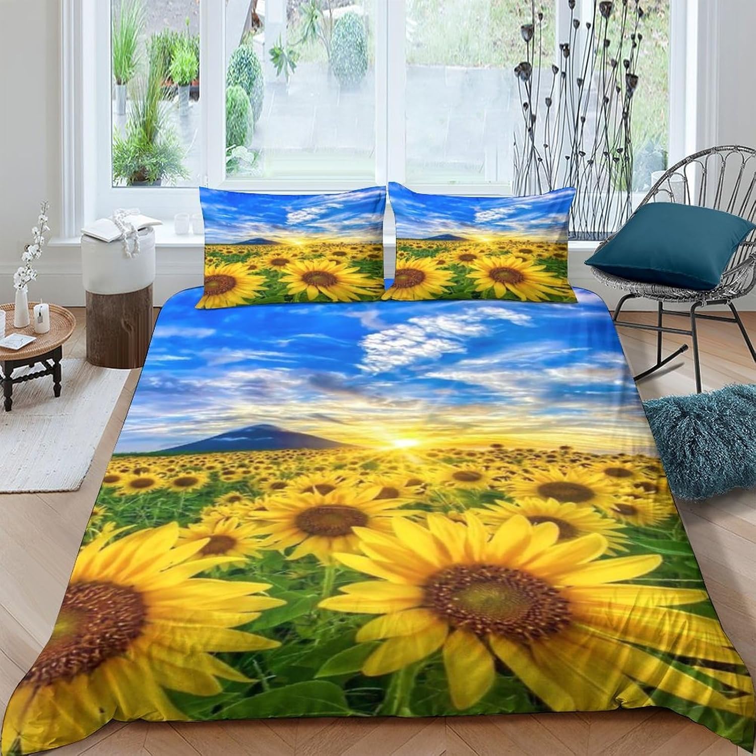 Housse de couette fleur de tournesol 200x200 pour une ambiance estivale et lumineuse dans votre chambre