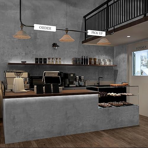 Miniatura 6 de Papel Tapiz de Hormigón Despegar y Pegar Papel de Pared de Cemento 16x354 pulgadas Textura Mate Gruesa Gris Papel de Contacto Impermeable Removible