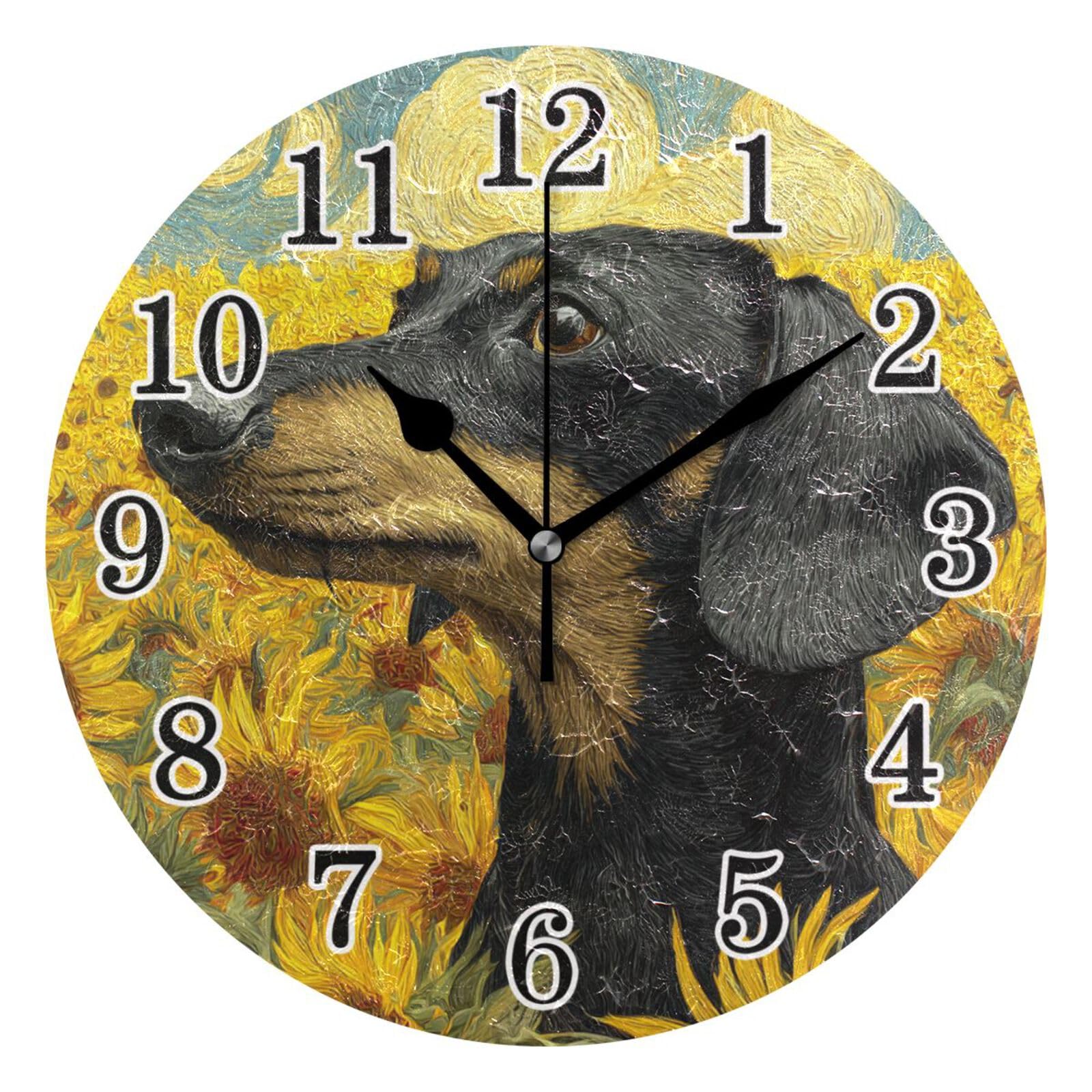 Horloges murales Art Dog jaune : résolvez le problème des tic-tac