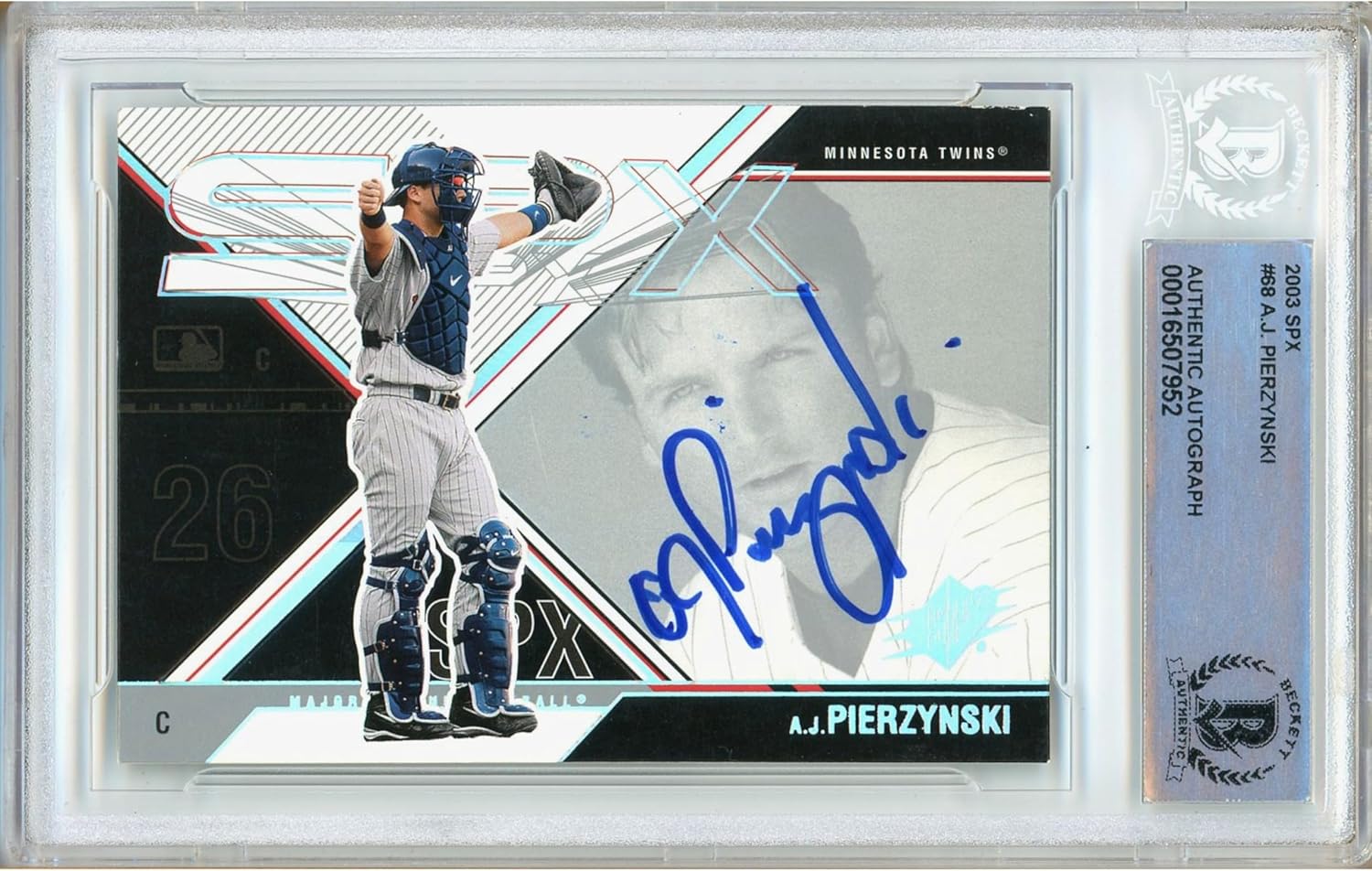 AJ Pierzynski Autograph 2003 Upper Deck SPx #68 Baseball Trading Card Slab Beckett BAS Authentic Slabbed COA Played For Minnesota Twins Memorabilia