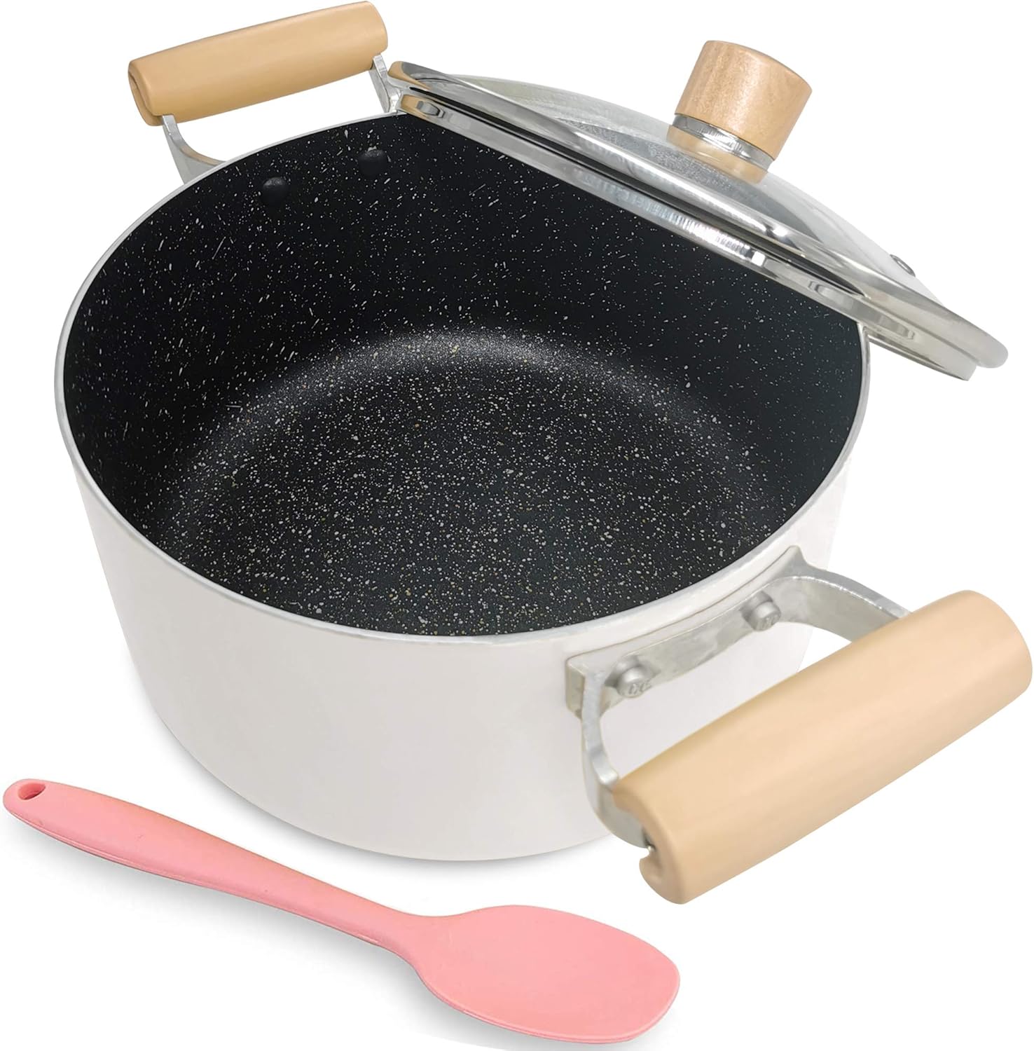 Stock Pot, ROCKURWOK Nonstick Soup Pot Pasta Cooking Pot with Lid, Cast Aluminum Casserole Dutch Oven with Double Wooden Handle, 3.3 Quart, Yellow: Kitchen & Dining