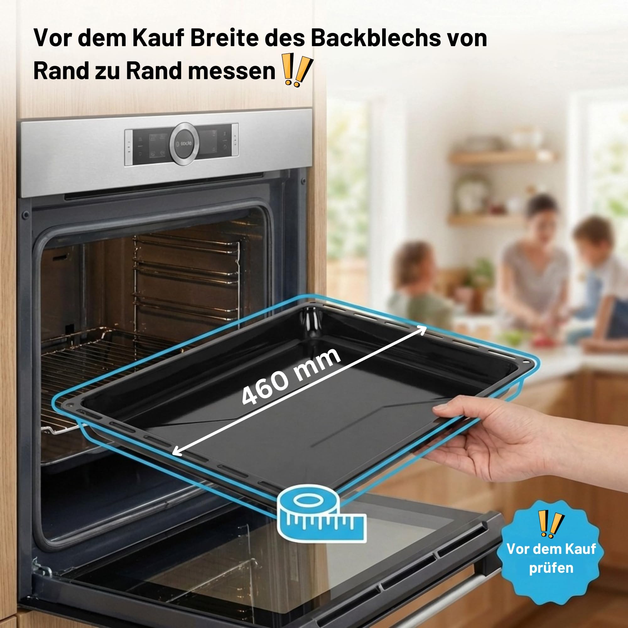 ICQN Blacha do pieczenia 465 x 375 x 30 mm do piekarnika | emaliowana | patelnia na tłuszcz | pasuje do Bosch Siemens Neff Constructa 675876 i 662999