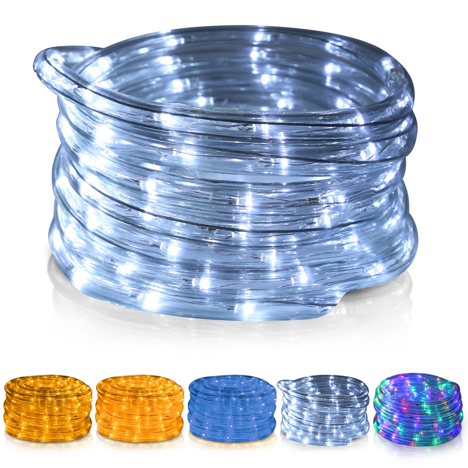 Wąż świetlny LED, 50 m, 1200 diod LED, do użytku na zewnątrz, wodoszczelność IP20, oświetlenie imprezowe w ogrodzie (zimna biel)