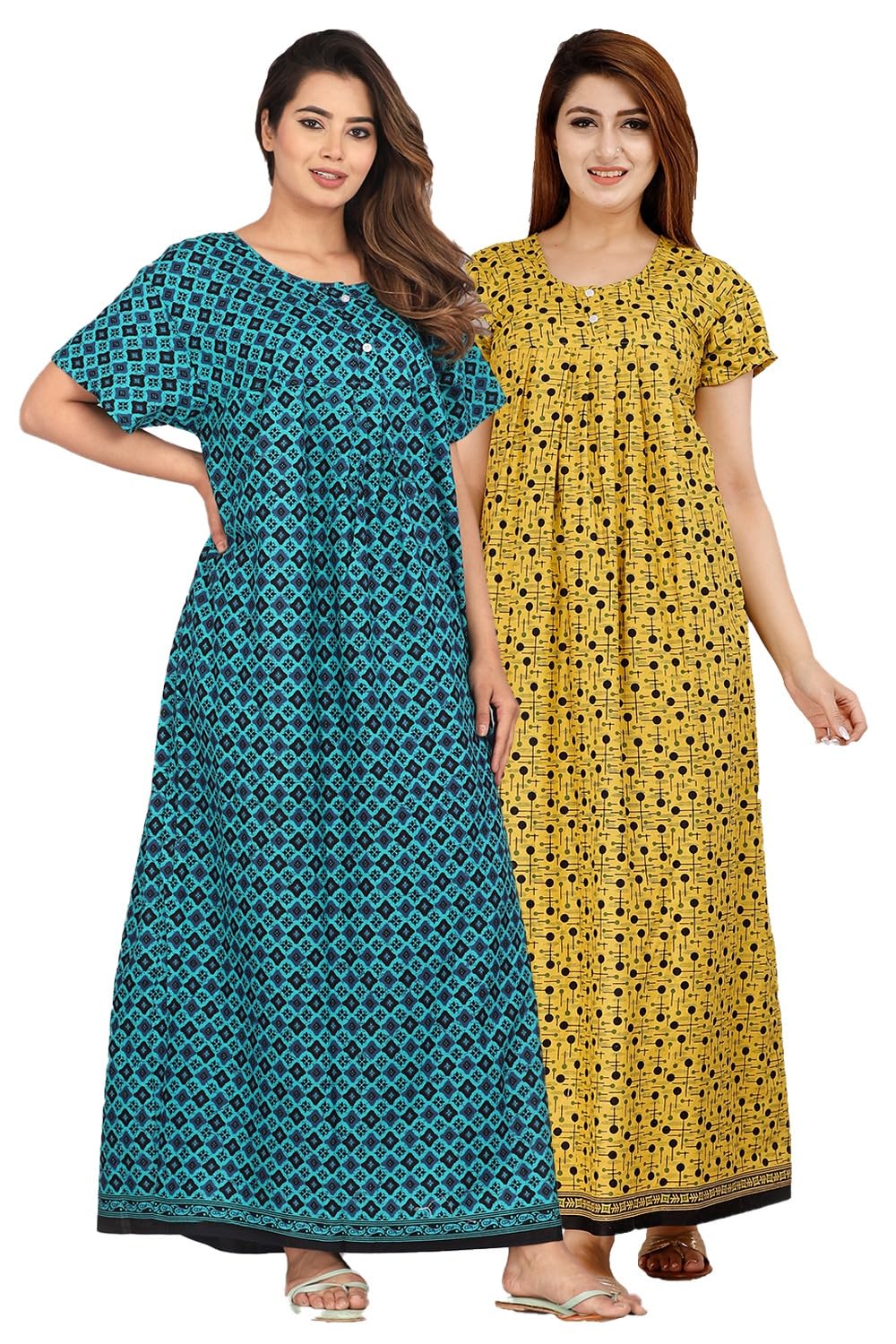 monique Brand 100% Pure Cotton Nighty for Woman | Floral Gown for Women Night Wear | Cotton Nighty for Women Stylish-picture-16