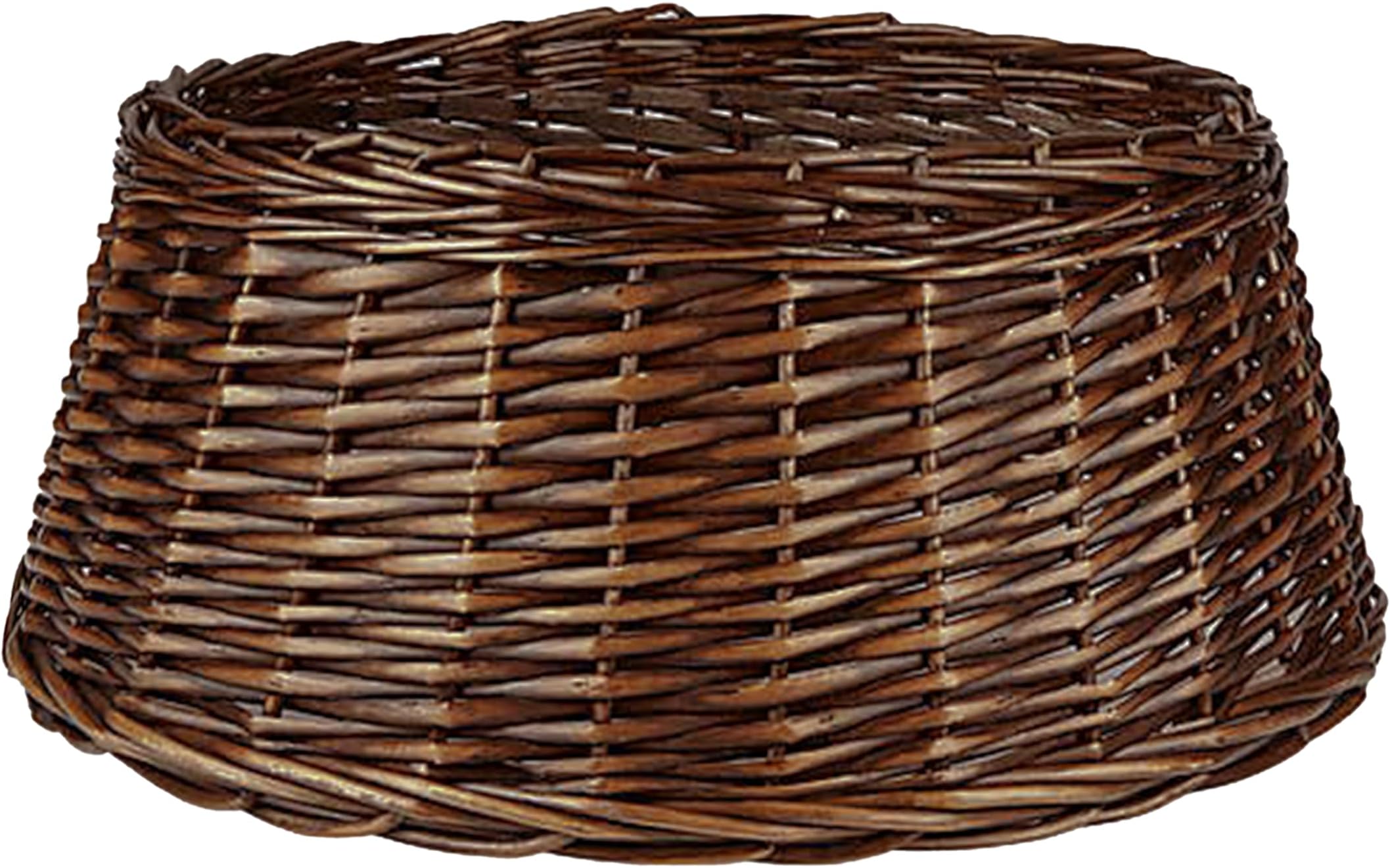 ナチュラルウィッカークリスマスツリースカートクリスマススタンドカバークリスマスデコレーションバスケット(ブラウン、ミディアム)