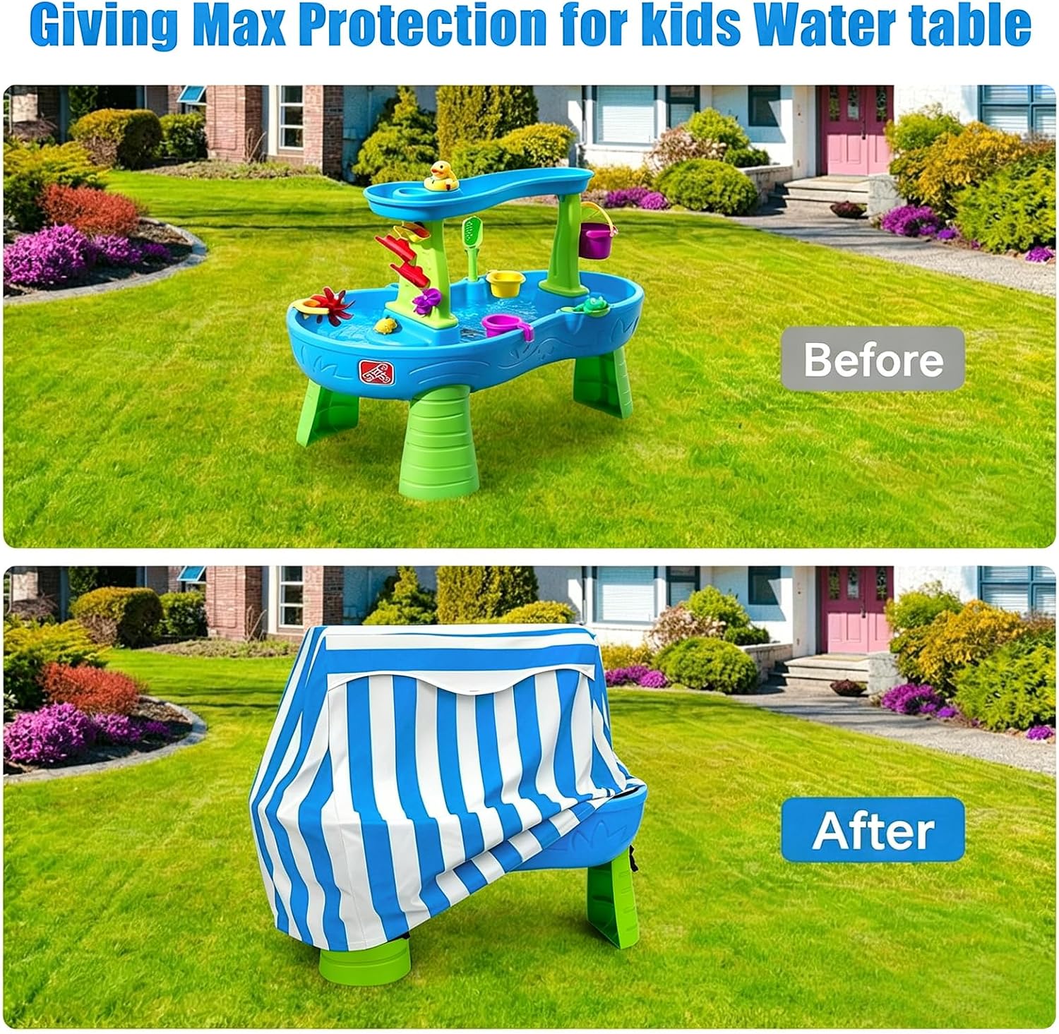Kids Water Table Cover for Step 2 Rain Showers Splash Pond Water Table, Outdoor Waterproof Anti-UV Kids Water Play Table Cover (Light Blue) image 5