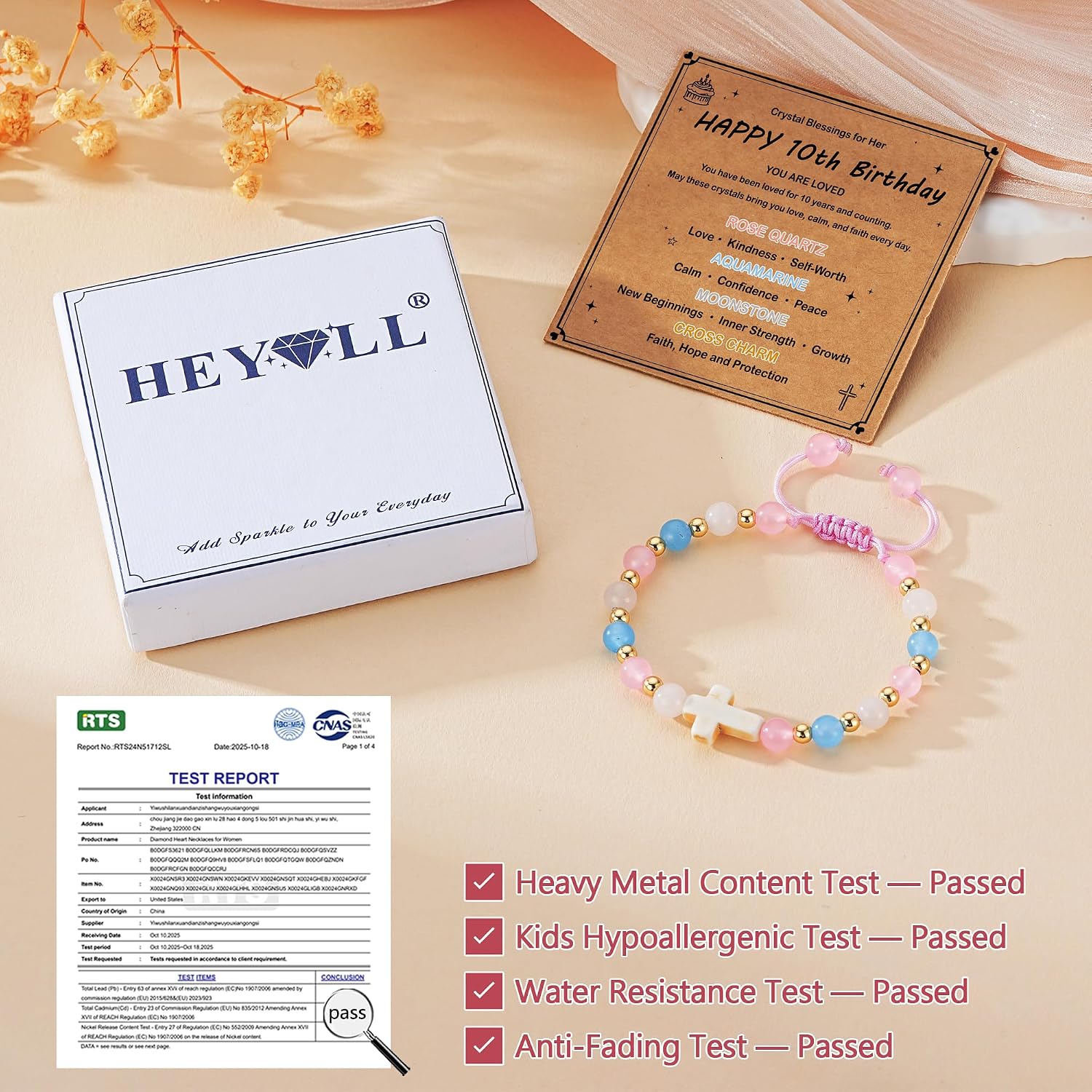 Birthday Gifts Natural Crystal Stones Cross Bracelet for Teen Girls