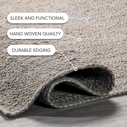Miniatura 5 de nuLOOM Rigo Tapete rústico de yute, tejido a mano, 4 x 6pies, color gris