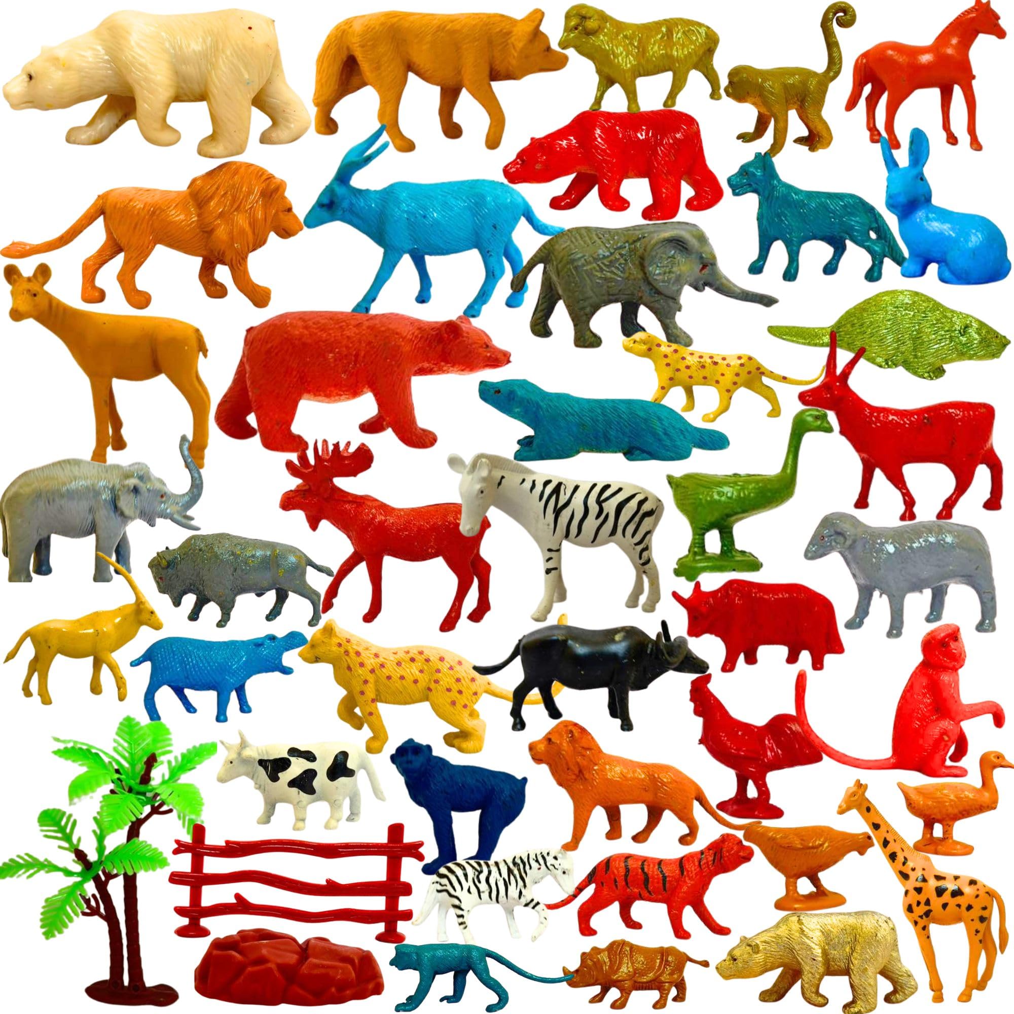 Mallexo 58PC Realistic Animal Toys for Kids with Tiger,Lion, Elephant & More Forest Animal for Boys & Girls Safari Jungle Animal Figures Set Forest Farm Animal for Boys and Girls (58pcs)