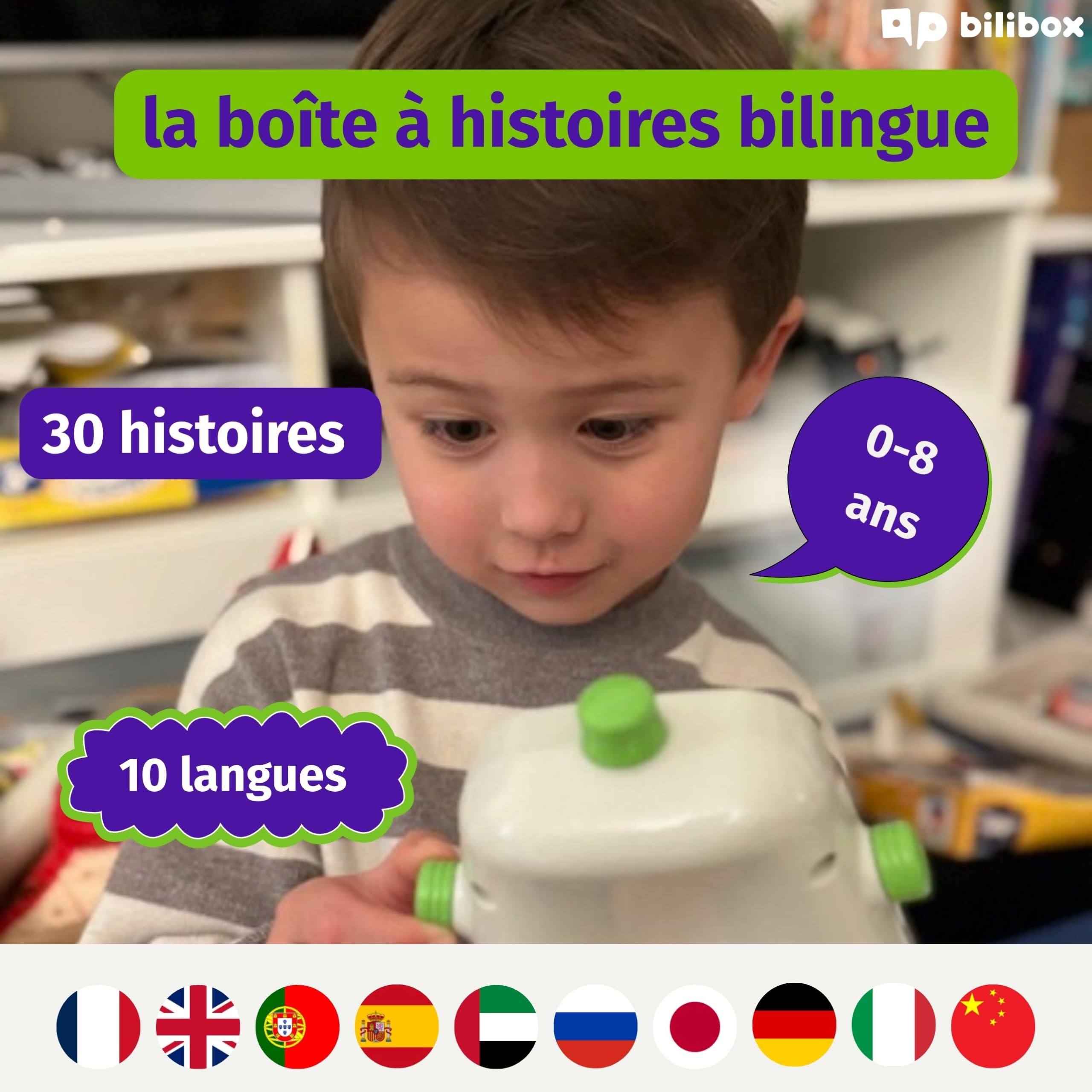 Bilibox - Boîte à Histoires Bilingue 30 Histoires En 10 Langues Pour Enfants 0-8 Ans