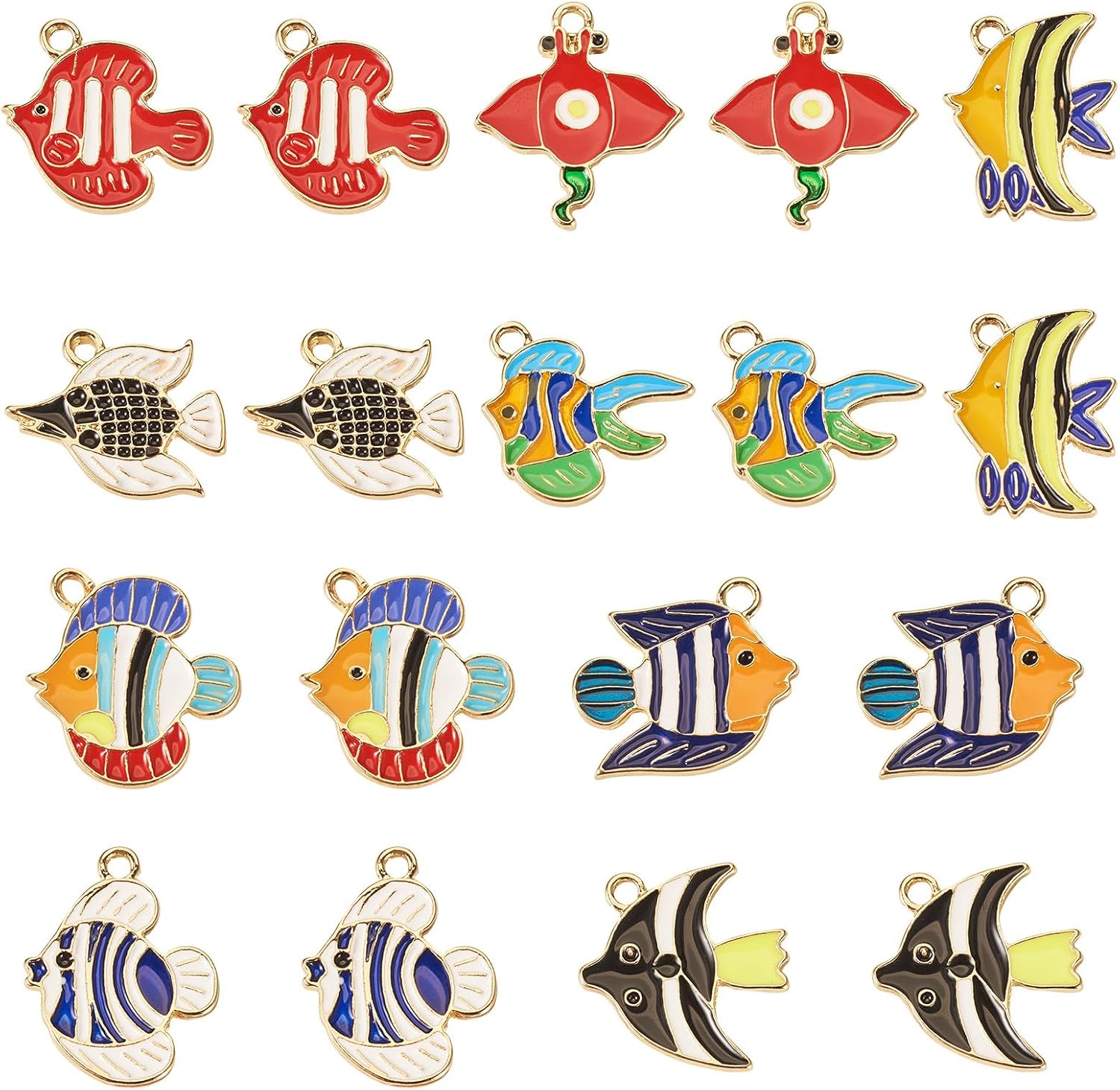 Craftdady 18pcs Fish Earring Charms Golden Fish Necklace Pendants Ocean Theme Alloy Enamel Metal Dangle Pendants Lovely Hang Ornament 18.5-23.5 mm for DIY Craft Bracelet Jewelry Making - Image 7