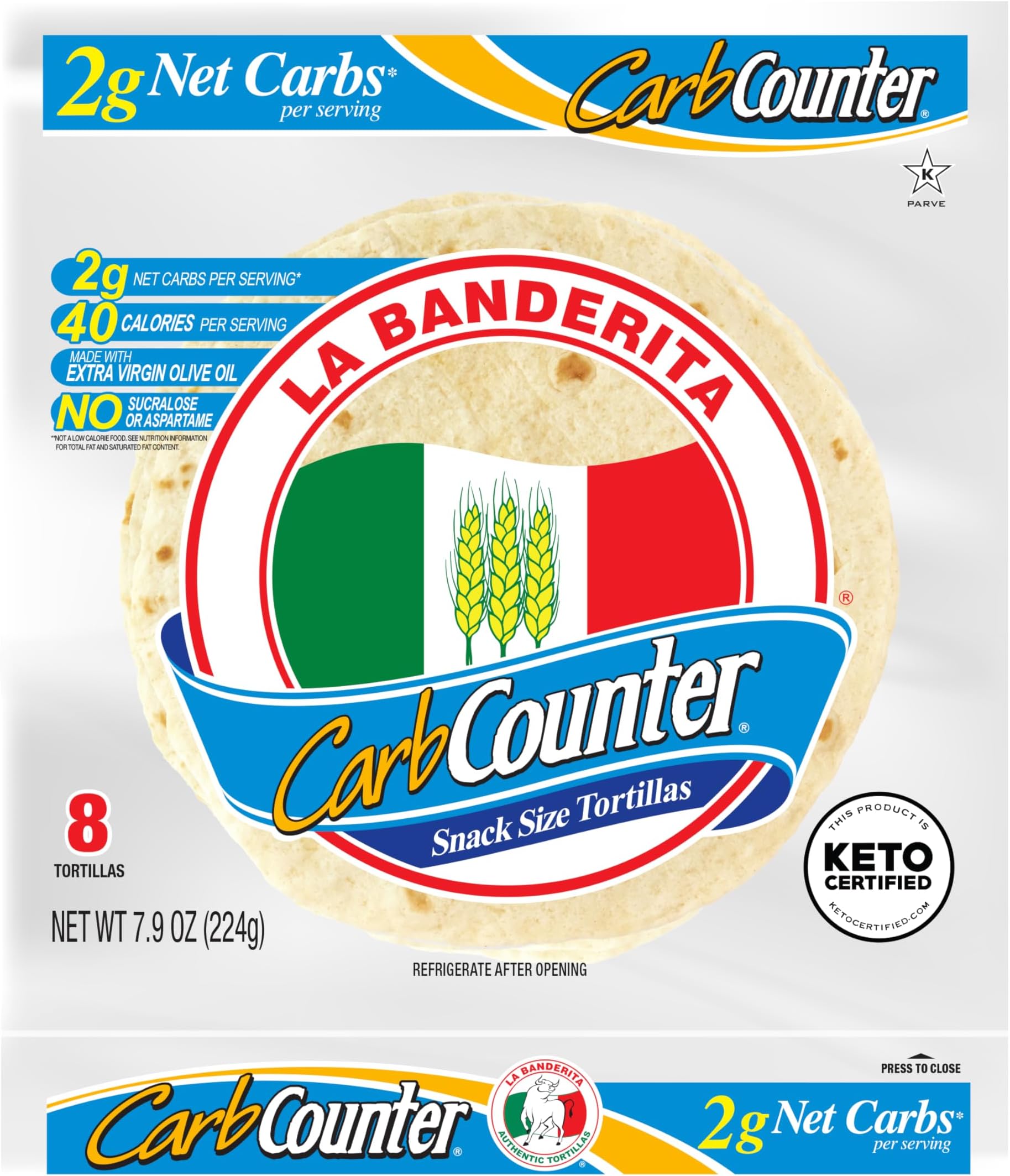 La Banderita Carb Counter® Snack Size | 5.5" Size Flour Tortillas |Carb Friendly |Keto Certified | 7.9 oz.| 8 Count (Pack of 4)