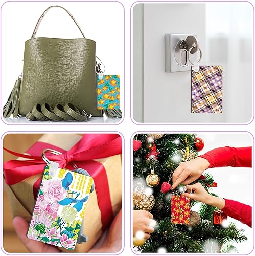 Miniatura 6 de Duufin 210 Pieces Sublimation Keychain Blanks Double Side Heat Transfer Blanks MDF Blank Board Key Rings Blanks for Sublimation DIY and Craft